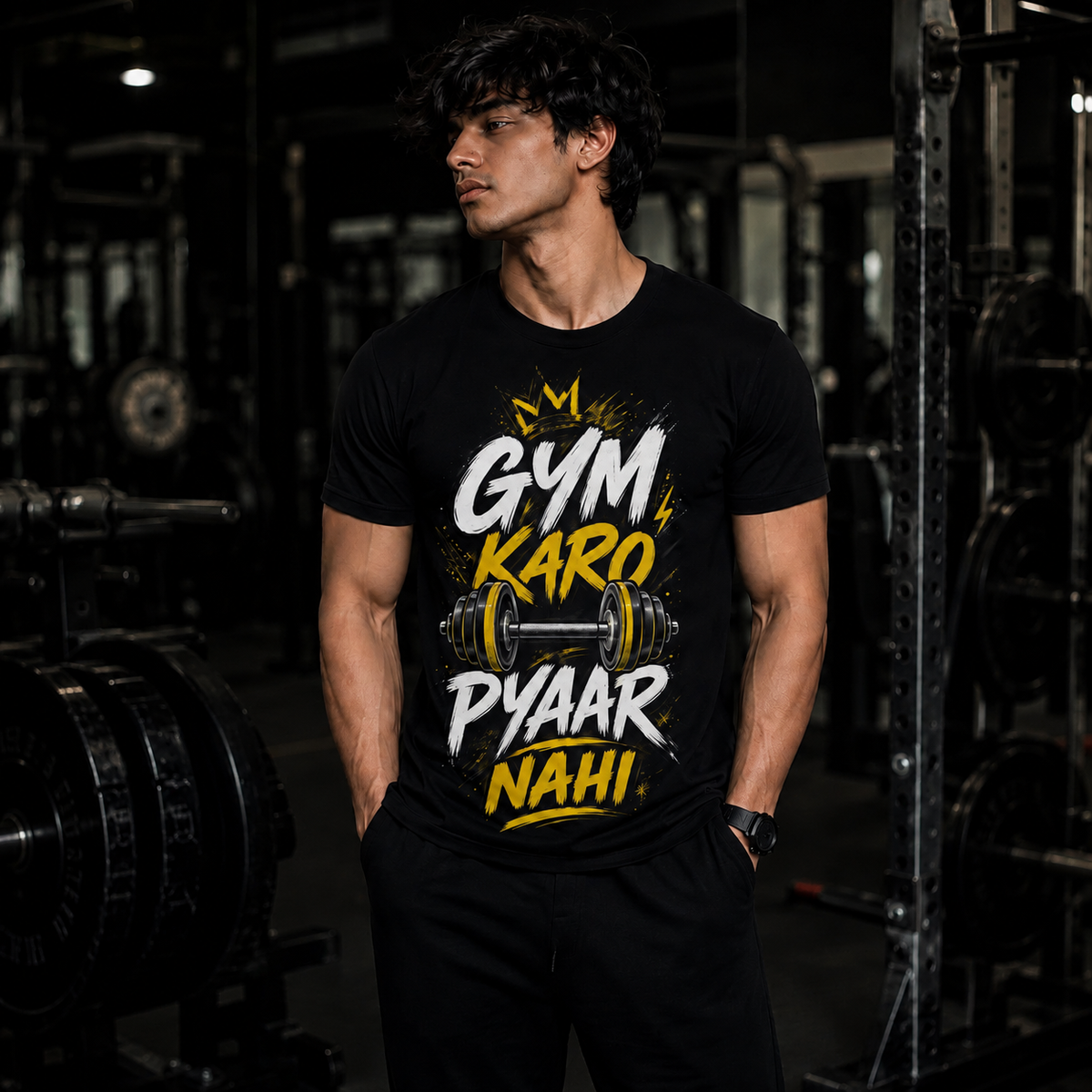 Gym Karo, Pyaar Nahin – Motivational Gym T-Shirt