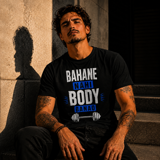 Bahane Nahi Body Banao – Motivational Gym T-Shirt