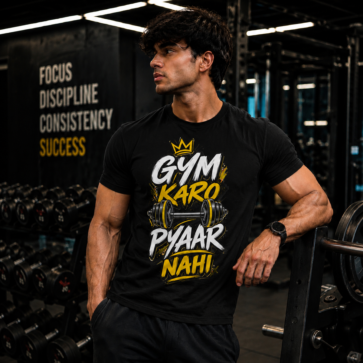 Gym Karo, Pyaar Nahin – Motivational Gym T-Shirt