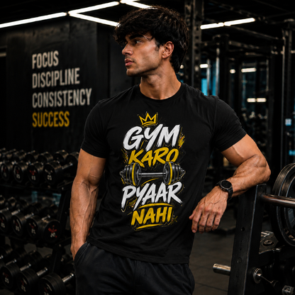Gym Karo, Pyaar Nahin – Motivational Gym T-Shirt