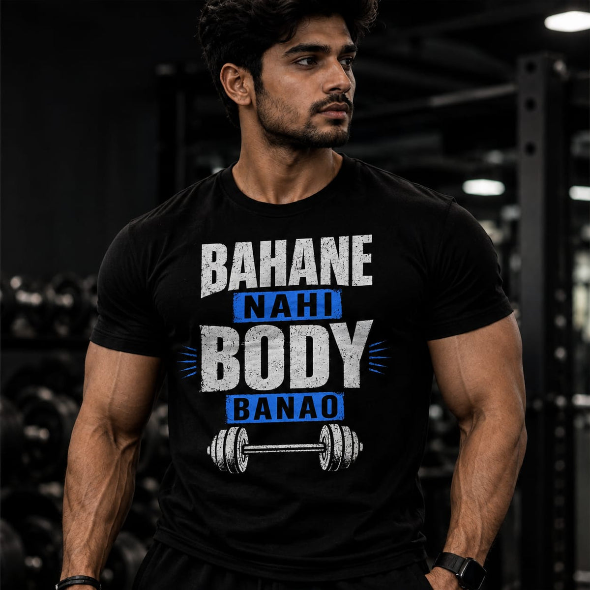 Bahane Nahi Body Banao – Motivational Gym T-Shirt